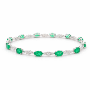Emerald 4.67 Carat TW and Diamond Bracelet In 18K White Gold