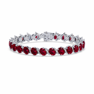 Diamond and 13.58 Carat TW Thailand Origin Bracelet in 18K White Gold