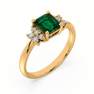 Brazilian Origin 1.01 Carat Emerald and Diamond Floral Cluster Ring in 18K Yellow Gold