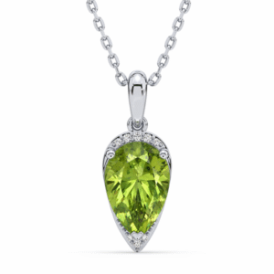 Peridot and Diamond Pendant in 18K White Gold