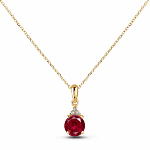 Thailand Origin 0.80 Carat Ruby and Canadian Diamond Pendant in Yellow Gold