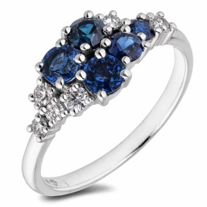 Australian Origin Blue Sapphire and Canadian Diamond Accent Ring in White Gold