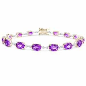Amethyst And Canadian Diamond Bracelet In Yellow and White Gold
