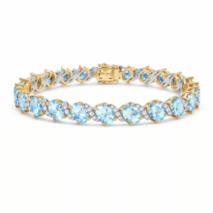 Canadian Diamond and 10.37 Carat TW Aquamarine Bracelet in Yellow and White Gold