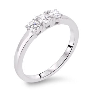 Diamond Three Stone Ring in White Gold
