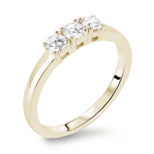 Diamond Three Stone Ring in Yellow Gold