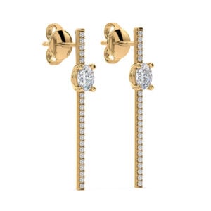 Light Yellow Oval Brilliant GIA Diamond Drop Earrings in 14K Yellow Gold