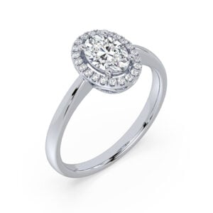 De Beers Forevermark Diamond Oval Halo Ring in 18K White Gold 0.81 Carat TW
