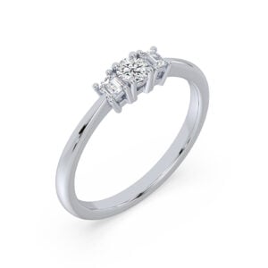 Canadian Diamond Three Stone Anniversary Ring In White Gold 0.34 Carat TW