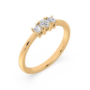 Canadian Diamond Three Stone Anniversary Ring In Yellow Gold 0.34 Carat TW