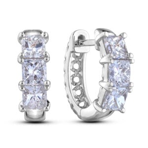 Princess Cut 2.00 Carat TW Canadian Diamond Hoop Earrings in White Gold