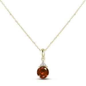 Round 1.03 Carat Garnet and Canadian Diamond Pendant in Yellow Gold