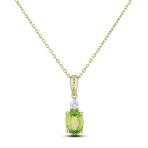 Peridot Canadian Diamond Pendant In Yellow Gold