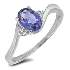 Iolite and Canadian Diamond Trilogy Ring in White Gold