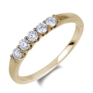 5 Stone Ladies 0.34 Carat TW Canadian Diamond Anniversary Ring in Yellow Gold