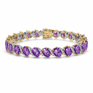 Canadian Diamond and 10.81 Carat TW Amethyst Bracelet in Yellow and White Gold