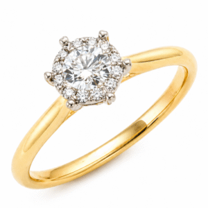 De Beers Forevermark 0.25 Carat Diamond Engagement Halo Ring in 18K White & Yellow Gold