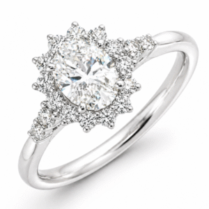De Beers Forevermark 0.74 Carat Diamond Floral Halo Engagement Ring in 18K White Gold