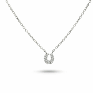 Canadian Diamond Horseshoe Sterling Silver Pendant Necklace and Chain