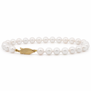 Akoya Origin White Pearl Strand Bracelet With 18K Yellow Gold Clasp