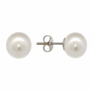 South Sea White Pearl Stud Earrings in 14K White Gold