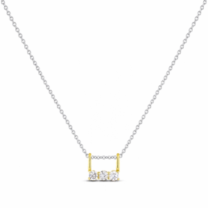 Dainty Canadian Diamond Trilogy Pendant in Yellow Gold With Silver Chain