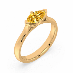 Marquise Cut Yellow Sapphire Solitaire Ring in Yellow Gold