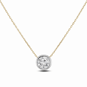 Canadian Diamond Bezel Set Necklace in Yellow and White Gold 0.75 Carat TW