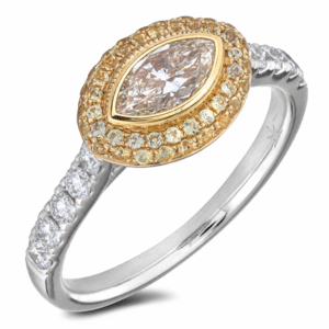 Canadian Desert Diamond 1.00 Carat TW and Yellow Sapphire Halo Ring in 14K Gold
