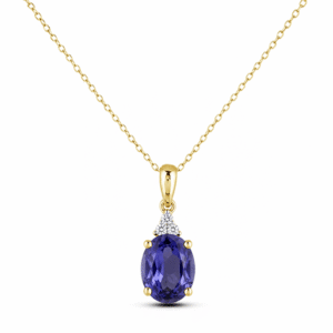 Iolite and Canadian Diamond Pendant in Yellow Gold