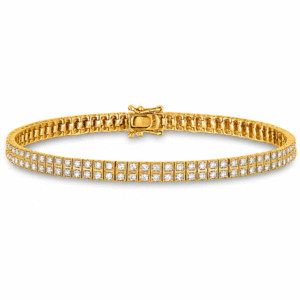 Canadian Diamond Double Row Tennis Bracelet in Yellow Gold 1.50 Carat TW