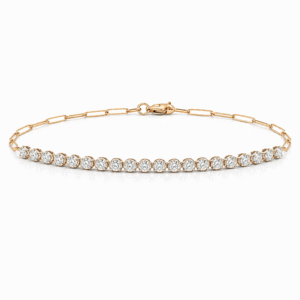 Canadian Diamond 0.50 Carat TW Paperclip Chain Bracelet in White and Yellow Gold