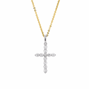 Canadian Diamond Cross Pendant In Yellow and White Gold | 0.50 Carat TW