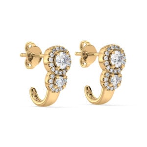 Solitaire De Beers Forevermark Diamond Bezel Set Earrings in 18K Yellow Gold
