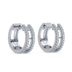 Diamond Huggie Hoop Earrings In 18K White Gold