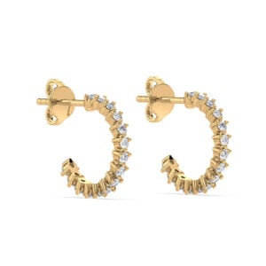 Canadian Diamond Hoop Earrings in Yellow Gold 0.35 Carat TW