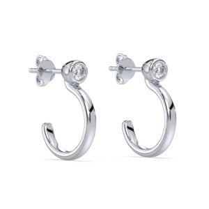 Solitaire De Beers Forevermark Diamond Bezel Set Earrings in Platinum