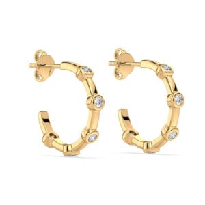 Canadian Diamond Bezel Set Hoop Earrings in 14K Yellow Gold