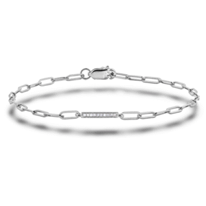 Canadian Diamond Line Paperclip Bracelet in Sterling Silver