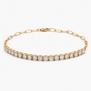 Canadian Diamond Bracelet With Paperclip Chain In 14K Yellow Gold 2.40 Carat TW