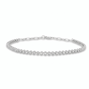 1.01 CTW Half Tennis Canadian Diamond Sterling Silver Paperclip Chain Bracelet