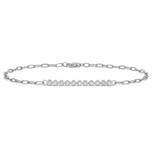 0.50 CTW Canadian Diamond Paperclip Bracelet in Sterling Silver