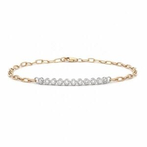 Canadian Diamond 0.25 Carat TW Paperclip Chain Bracelet in White and Yellow Gold