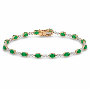 Emerald and Canadian Diamond Bracelet In Yellow and White Gold