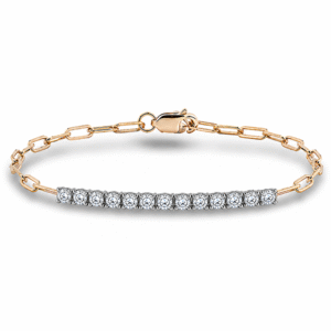 Canadian Diamond 0.30 Carat TW Paperclip Chain Bracelet in White and Yellow Gold