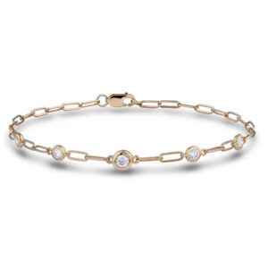 Canadian Diamond 0.50 Carat TW Paperclip Chain Bracelet in White & Yellow Gold