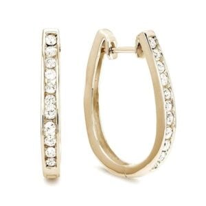 Canadian Diamond Hoop Earrings in Yellow Gold 0.56 Carat TW