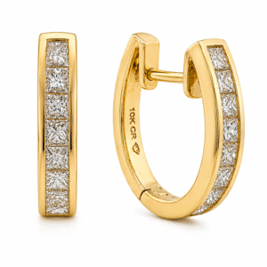 Canadian 1.01 Carat TW Diamond Channel Set Hoop Earrings in Yellow Gold