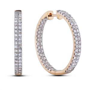 Canadian Diamond 2.10 Carat TW Inside Out Hoop Earrings in Yellow Gold