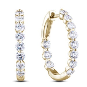 Canadian Diamond 2.05 Carat TW Inside Out Hoop Earrings in Yellow Gold